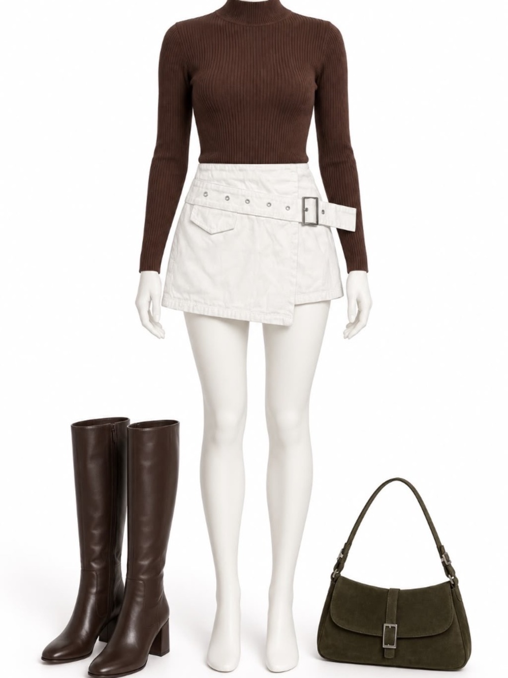 Princess Polly White Belted Wrap Mini Skirt US 2
